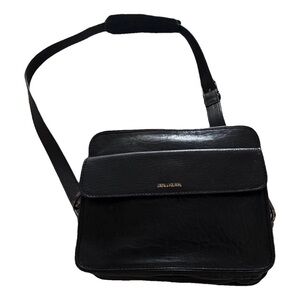 Zadig & Voltaire Black Grained Leather Crossbody Messenger Bag – Multi pockets